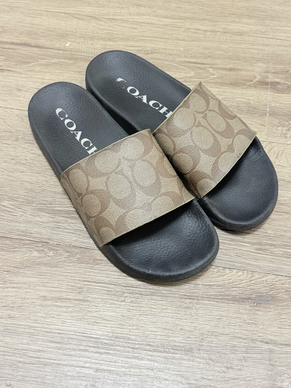 Y2K Coach Monogram Slide Sandals in Brown and Black